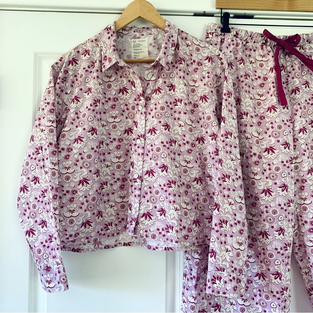 For Days Pajama Set Organic Cotton Poplin Printed Long Sleeve Top Pants Size XL - Picture 5 of 8